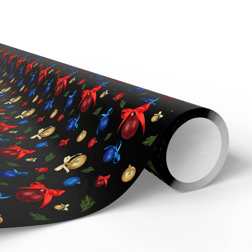 Christmas Sparkle Ornaments Wrapping Paper | Holiday Gift Wrapping Paper Roll