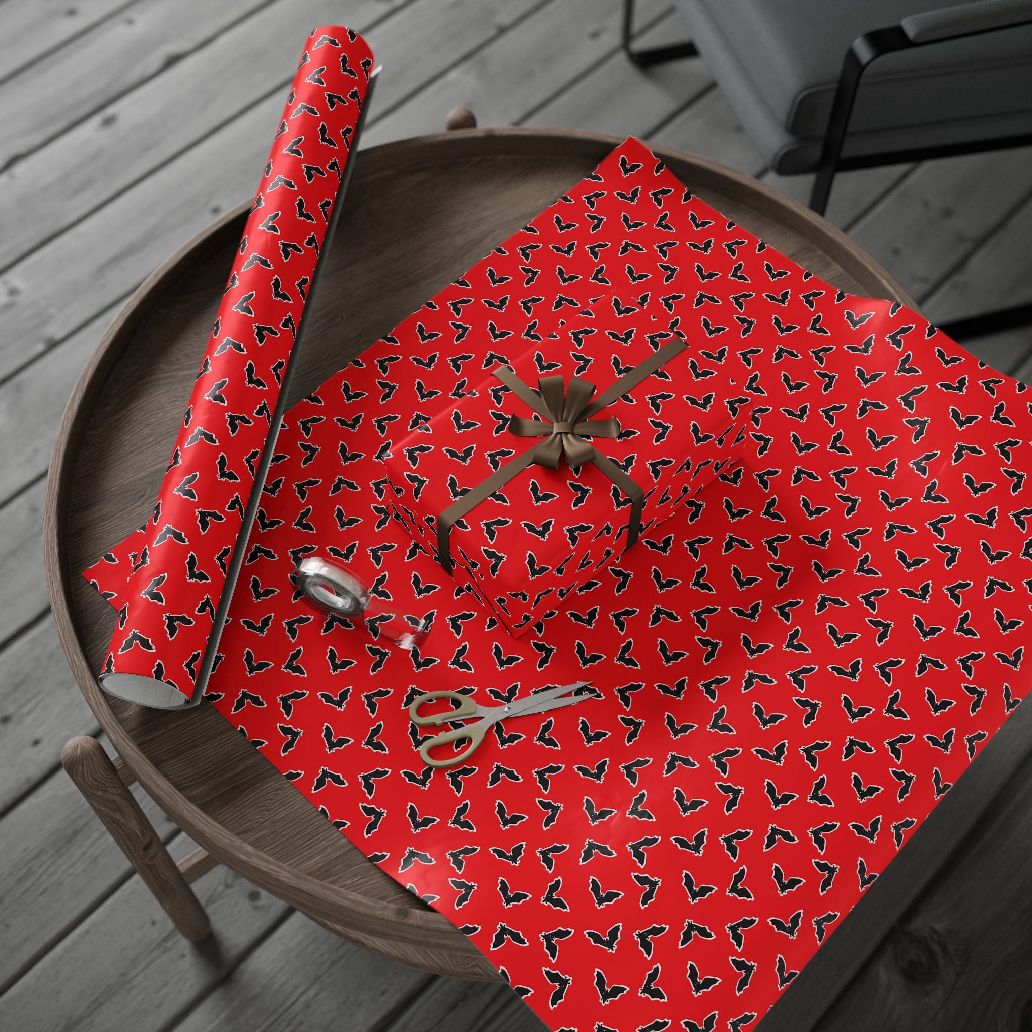 Halloween Outlined Vampire Bats Wrapping Paper | Holiday Gift Wrapping Paper Roll