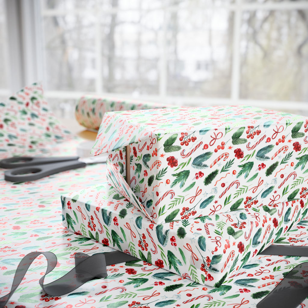 Christmas Spruce Branches Wrapping Paper | Holiday Gift Wrapping Paper Roll