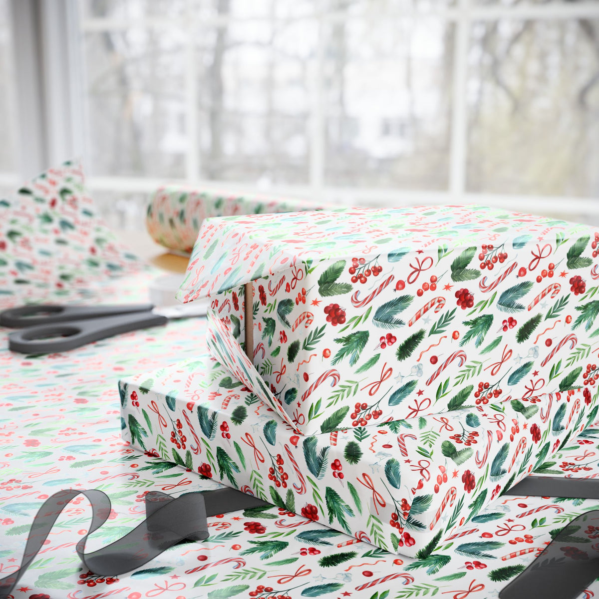Christmas Spruce Branches Wrapping Paper | Holiday Gift Wrapping Paper Roll