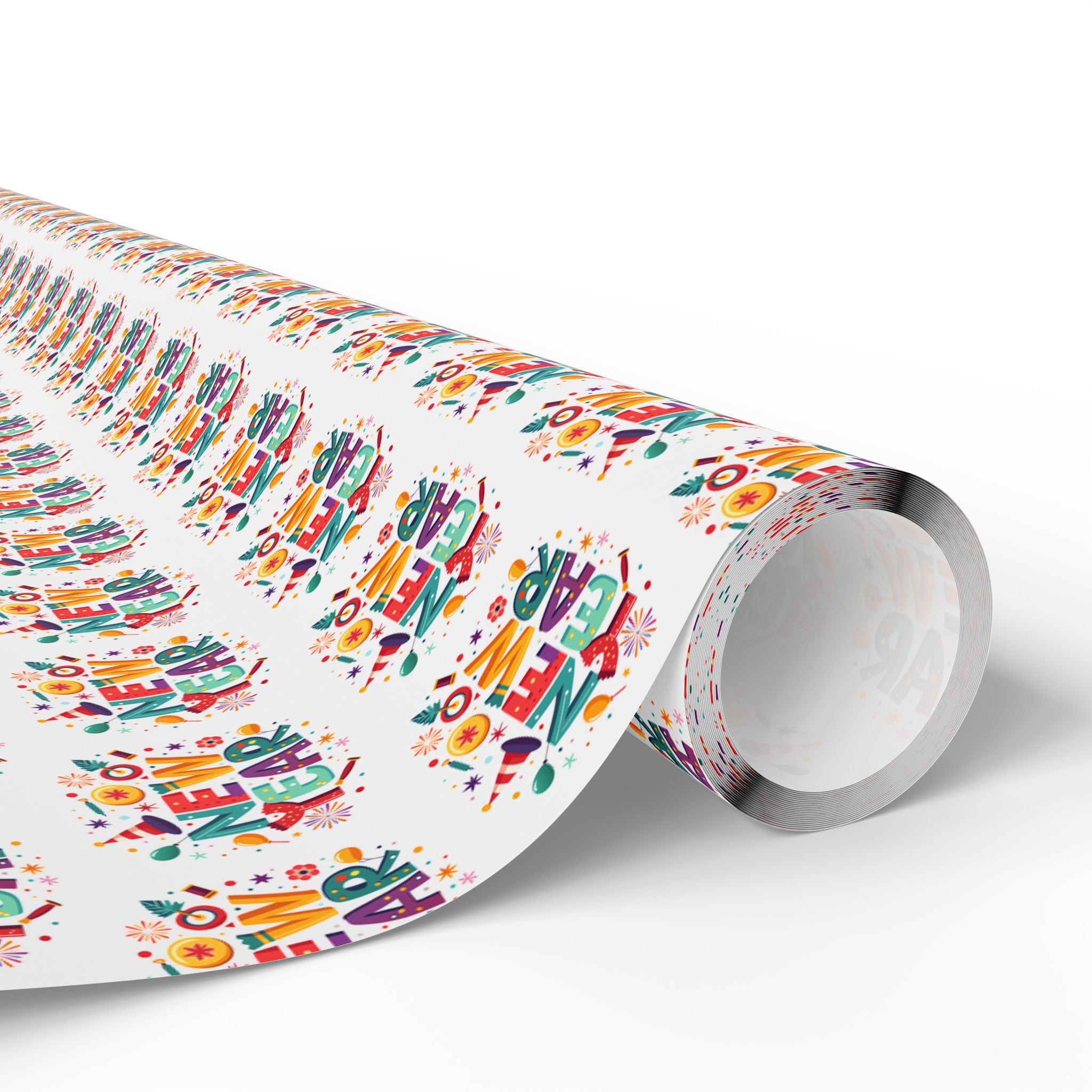 New Year's Repeated Celebration Wrapping Paper - Holiday Gift Wrapping Paper Roll