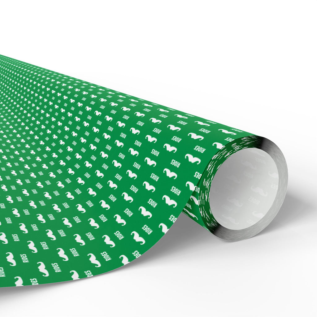 NSFW Free Mustache Rides on Green Wrapping Paper - Holiday Gift Wrapping Paper Roll