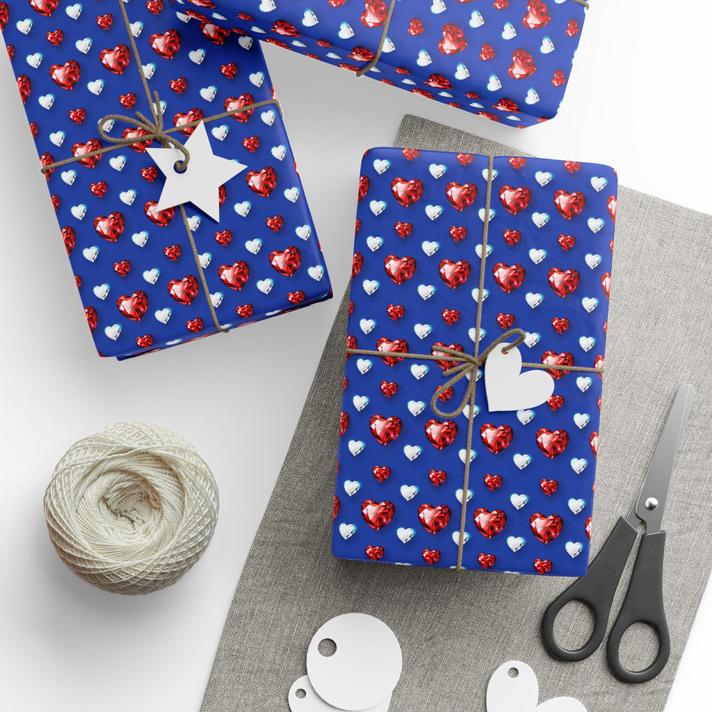 Valentine's Day Diamond Hearts Wrapping Paper | Holiday Gift Wrapping Paper Roll