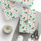 Christmas Candy Cane Holly Wrapping Paper | Holiday Gift Wrapping Paper Roll
