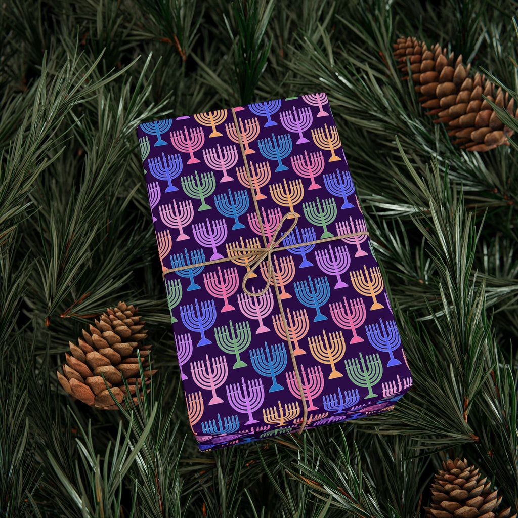 Hanukkah Menorah Festival Wrapping Paper | Holiday Gift Wrapping Paper Roll