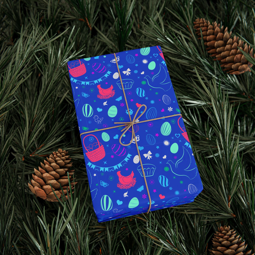 Easter Very Blue Sunday Wrapping Paper | Holiday Gift Wrapping Paper Roll