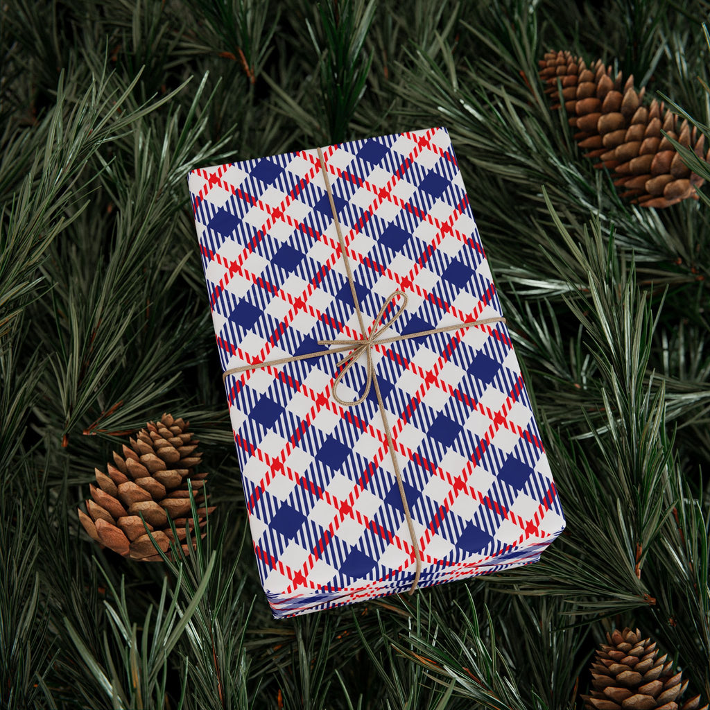 4th of July Abstract Plaid Wrapping Paper | Holiday Gift Wrapping Paper Roll