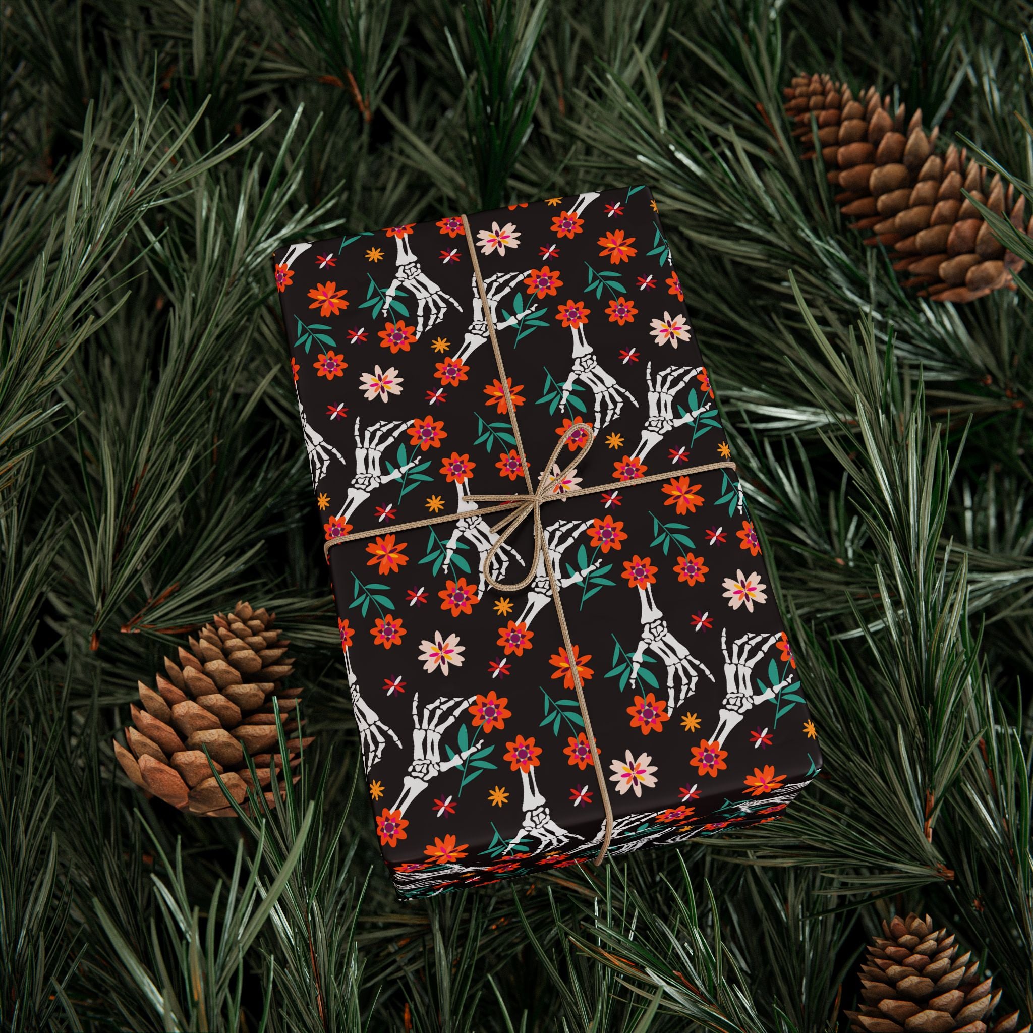Day of the Dead Skeleton Hands Wrapping Paper | Holiday Gift Wrapping Paper Roll