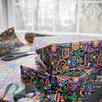 Day of the Dead Neon Icons Wrapping Paper | Holiday Gift Wrapping Paper Roll