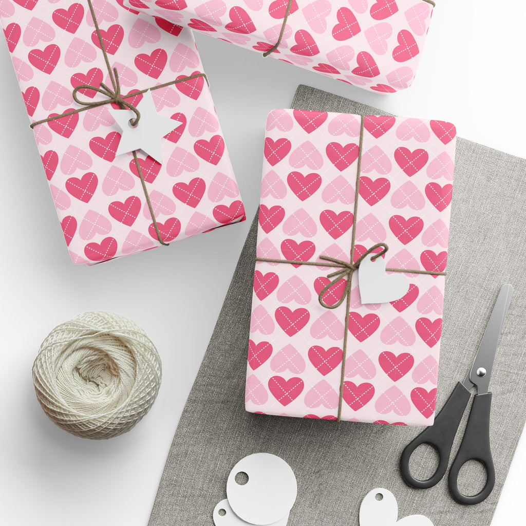 Valentine's Day Muted Hearts Wrapping Paper | Holiday Gift Wrapping Paper Roll