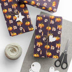 Halloween Pumpkin Candles Wrapping Paper | Holiday Gift Wrapping Paper Roll