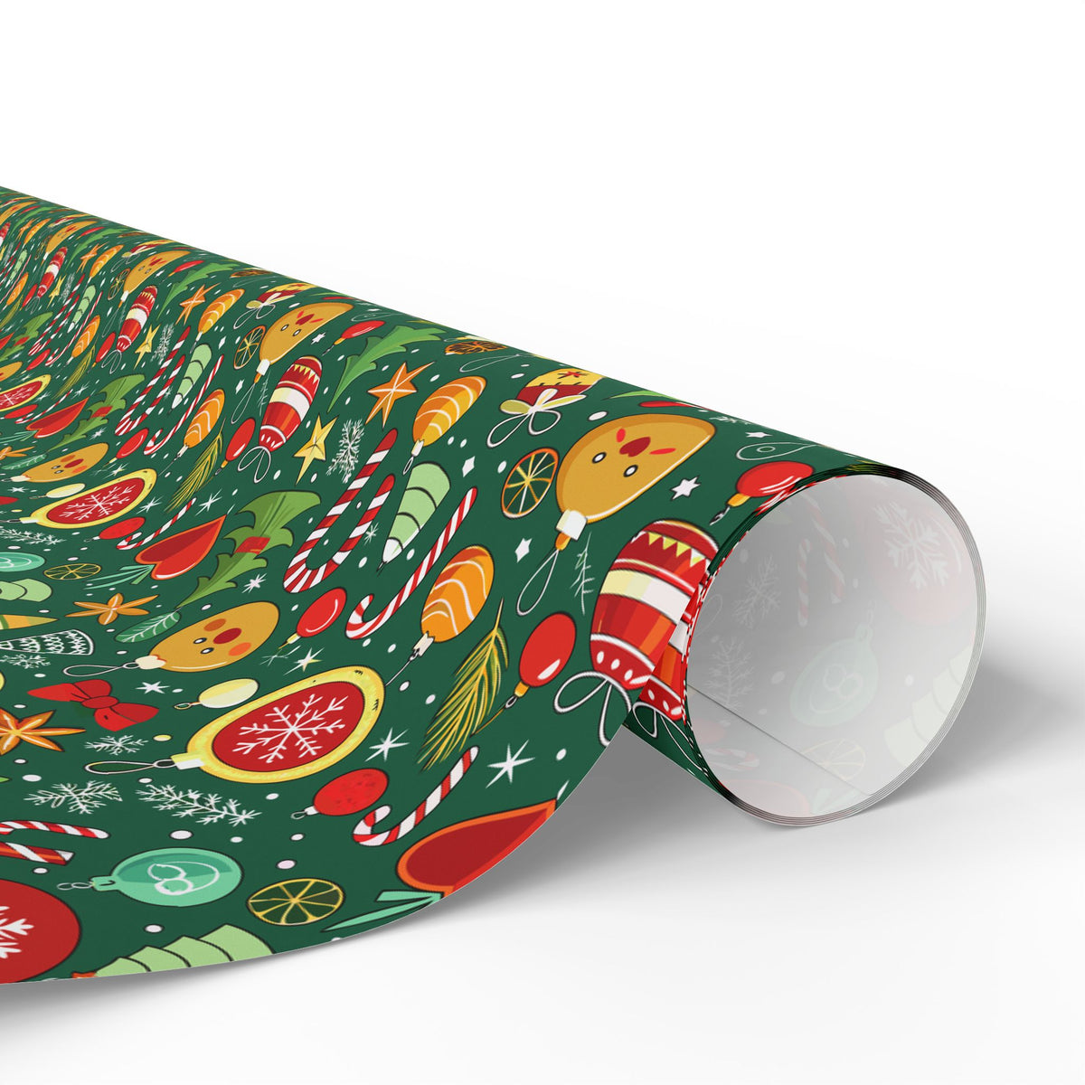 Christmas Cartoon Icons Wrapping Paper | Holiday Gift Wrapping Paper Roll
