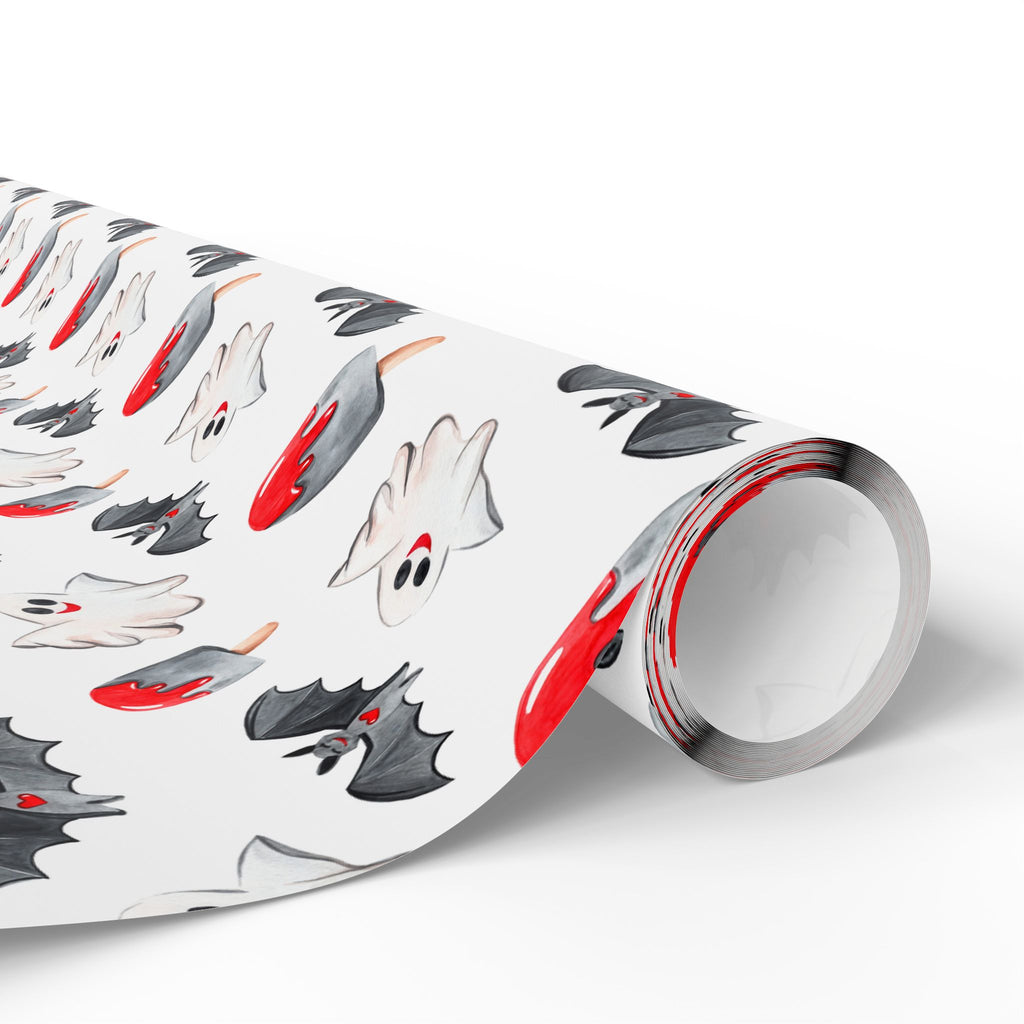 Halloween Watercolor Happy Ghosts Wrapping Paper | Holiday Gift Wrapping Paper Roll