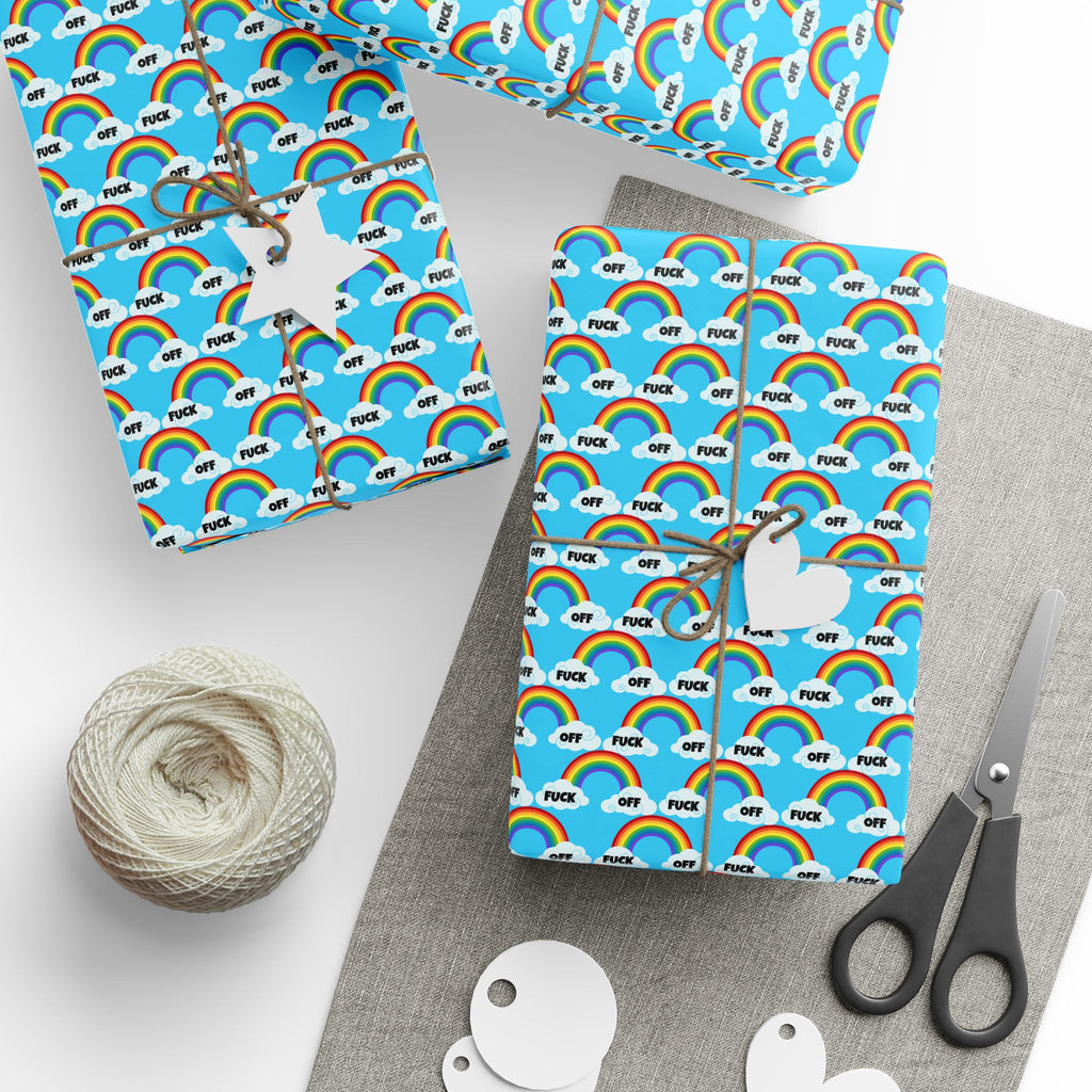 NSFW F#ck Off Rainbows Wrapping Paper - Holiday Gift Wrapping Paper Roll