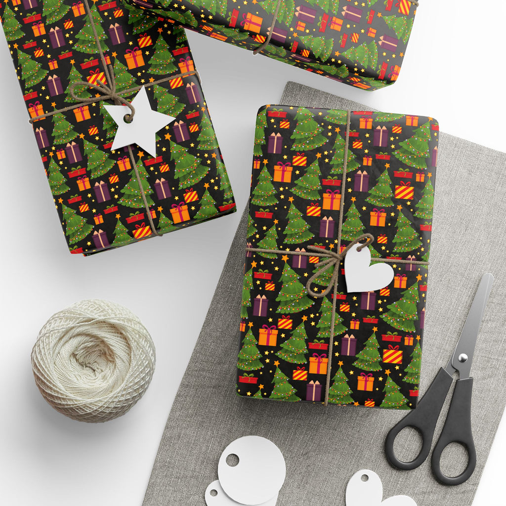 Christmas Gift Trees Wrapping Paper | Holiday Gift Wrapping Paper Roll