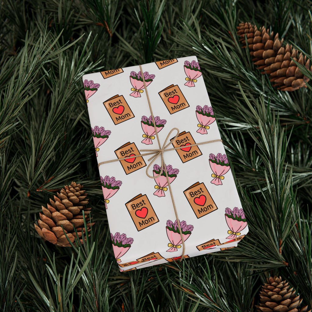 Mother's Day Best Mom Card Wrapping Paper - Holiday Gift Wrapping Paper Roll