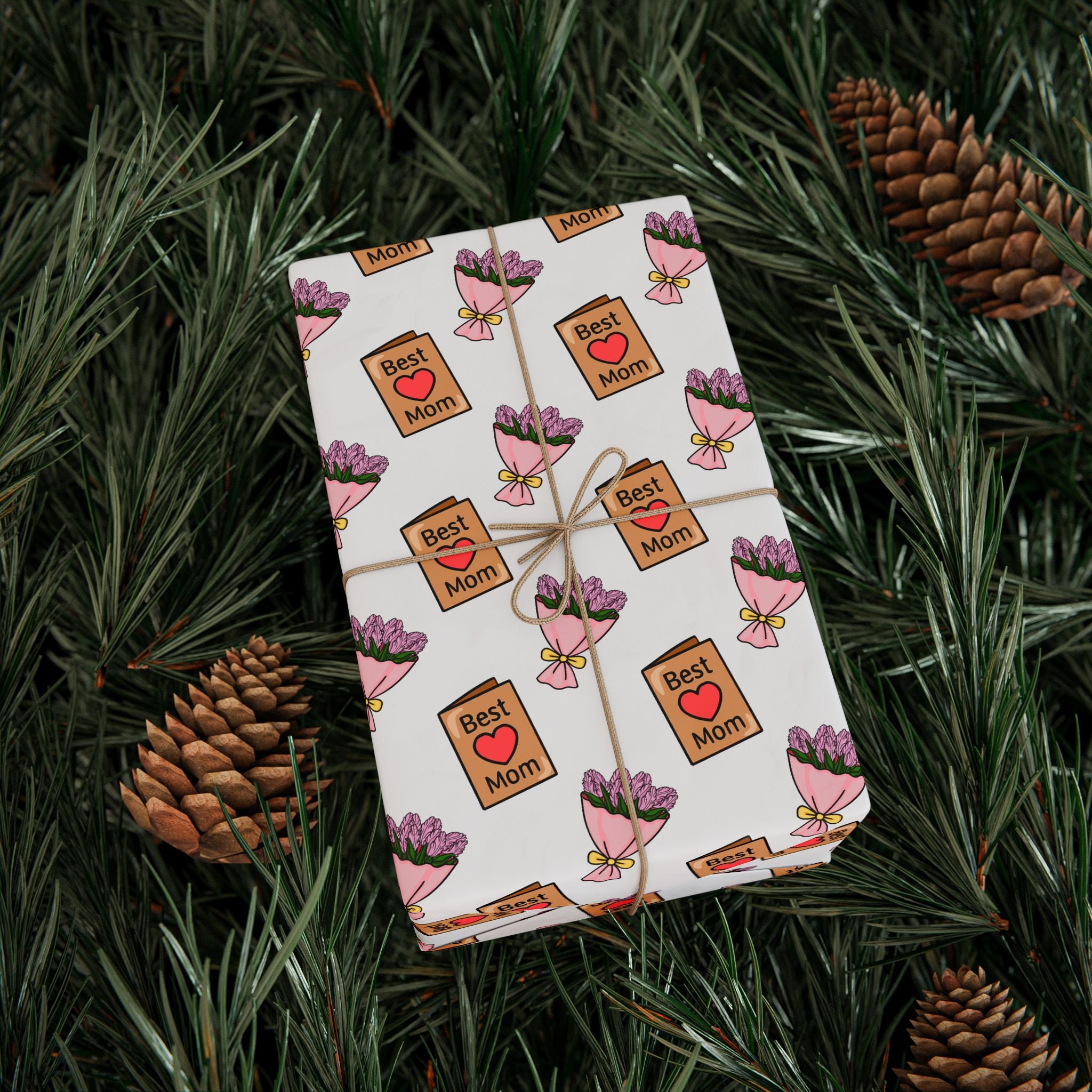 Mother's Day Best Mom Card Wrapping Paper - Holiday Gift Wrapping Paper Roll