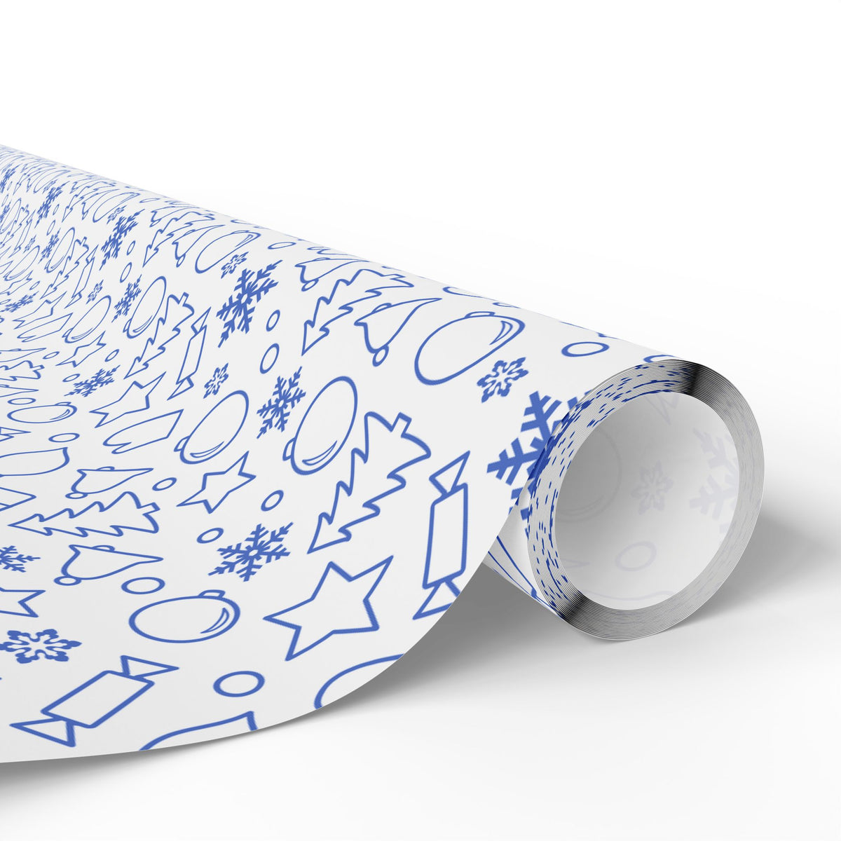 Christmas Blue Line Art Wrapping Paper | Holiday Gift Wrapping Paper