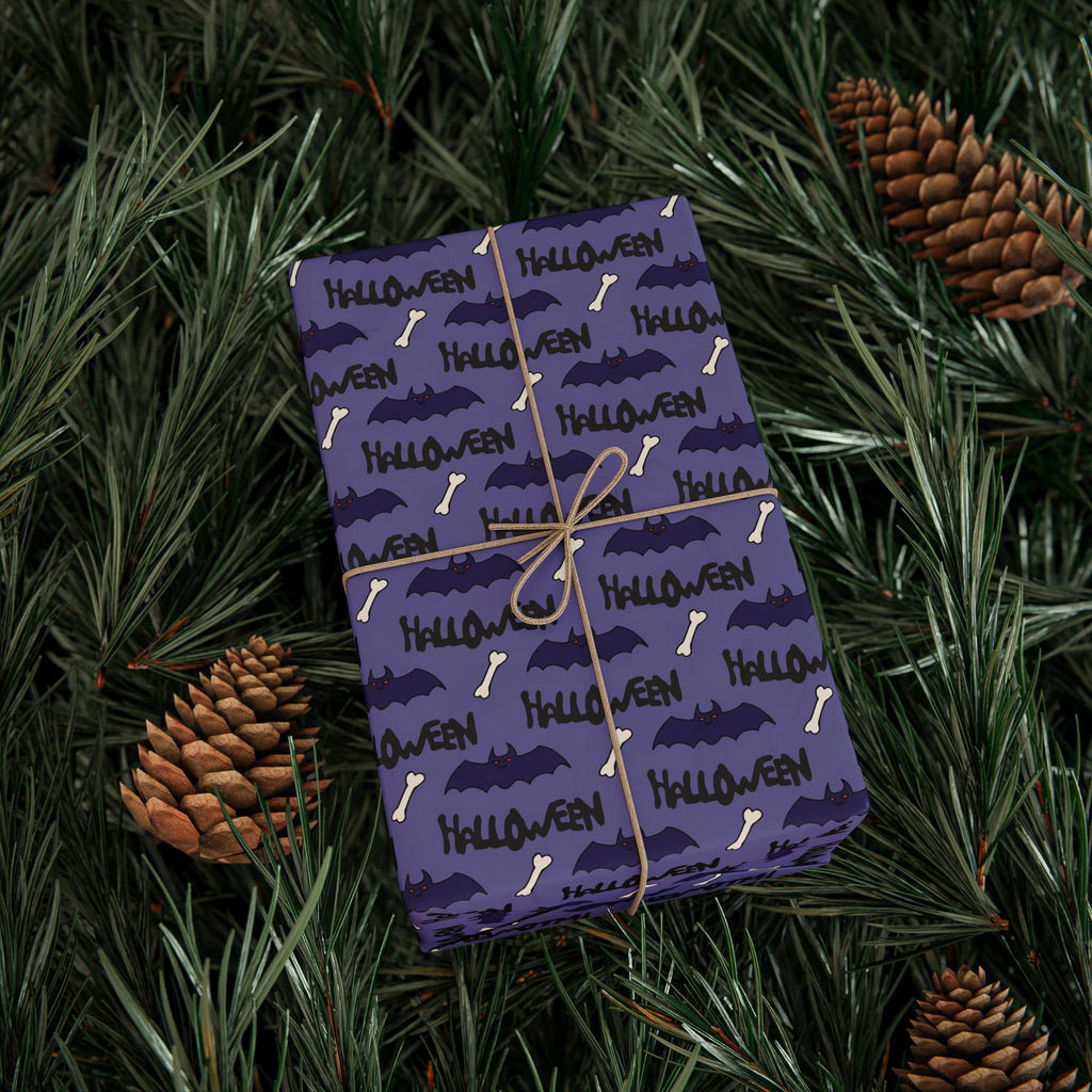 Halloween Batty Bones Wrapping Paper | Holiday Gift Wrapping Paper Roll