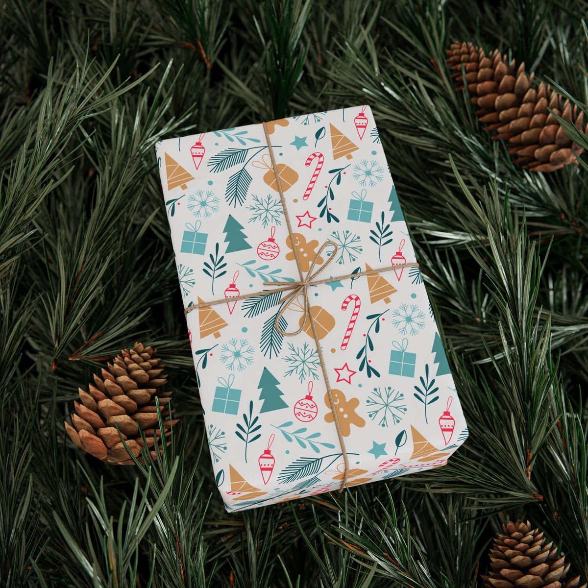 Christmas Geometric Winter Wrapping Paper | Holiday Gift Wrapping Paper Roll
