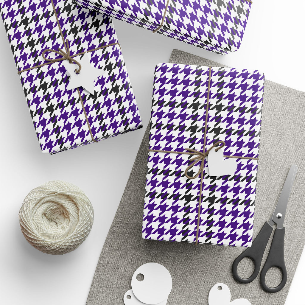 Houndstooth Wrapping Paper Design Purple 020 - Holiday Gift Wrapping Paper Roll
