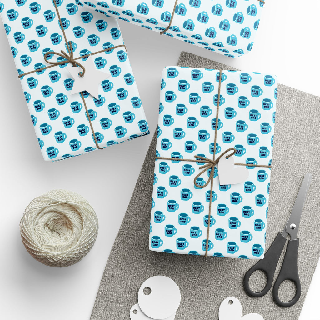 Father's Day Coffee Cups Wrapping Paper - Holiday Gift Wrapping Paper Roll
