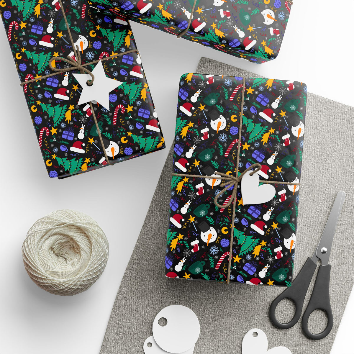 Christmas Snowman Doodles Wrapping Paper | Holiday Gift Wrapping Paper Roll