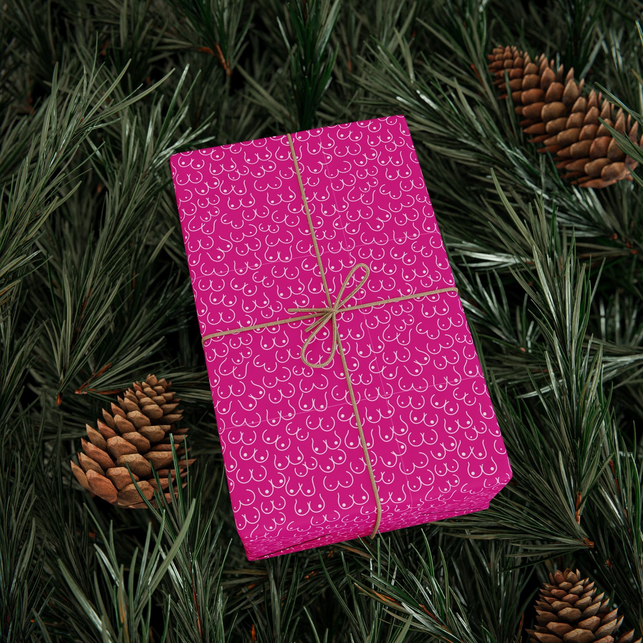 NSFW Snuggle Pups on Hot Pink Wrapping Paper - Holiday Gift Wrapping Paper Roll