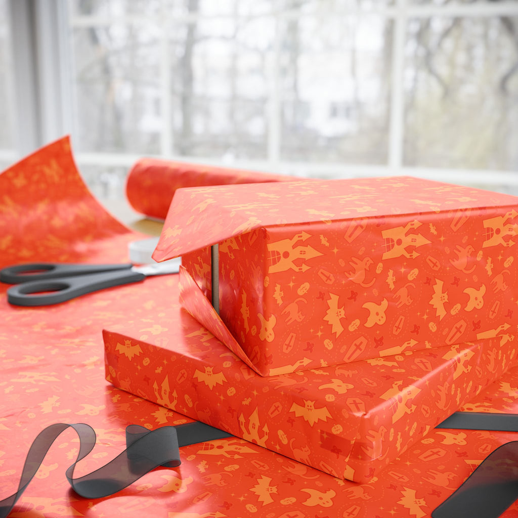 Halloween Haunted House Wrapping Paper | Holiday Gift Wrapping Paper Roll