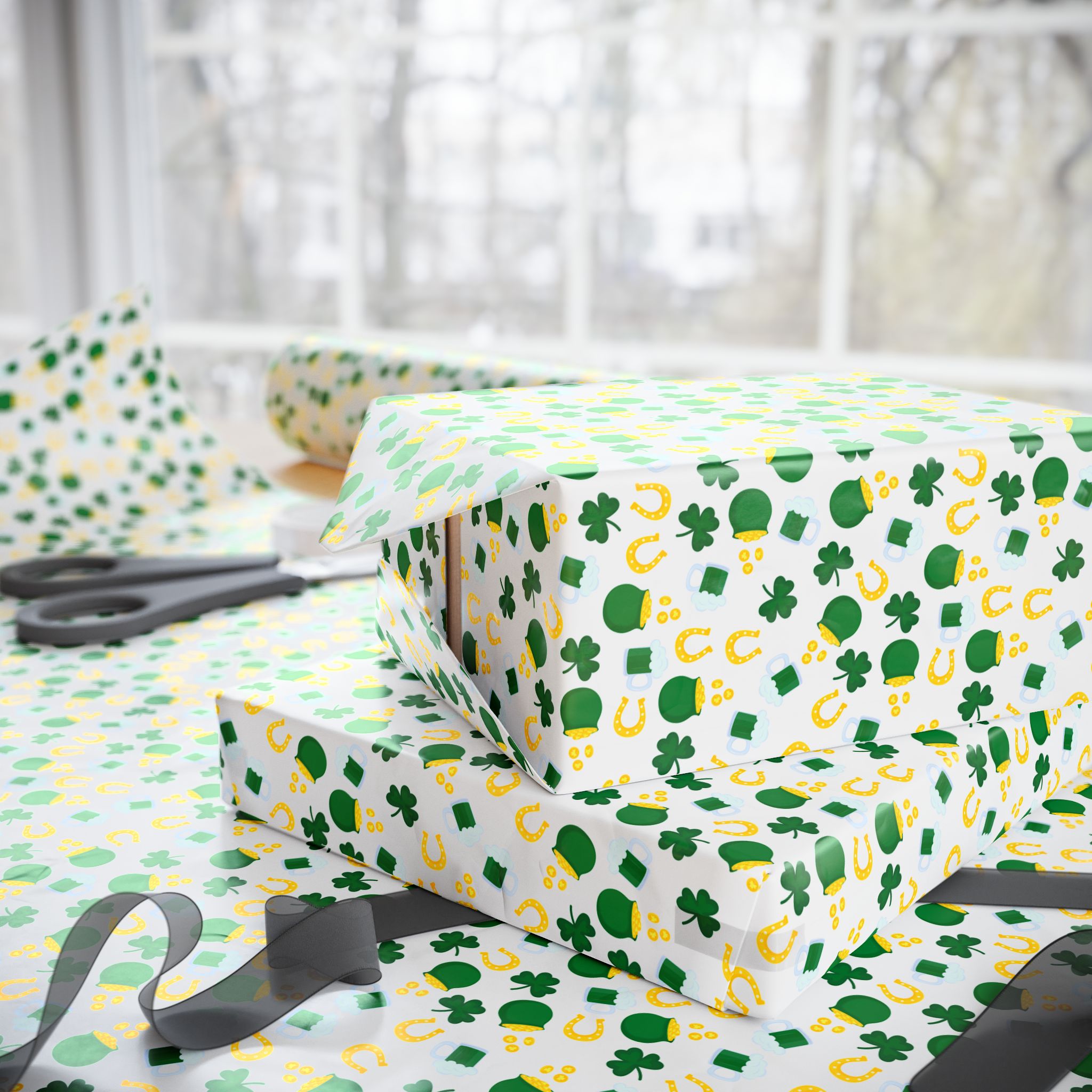 St Patrick's Day Luck of the Irish Wrapping Paper | Holiday Gift Wrapping Paper Roll
