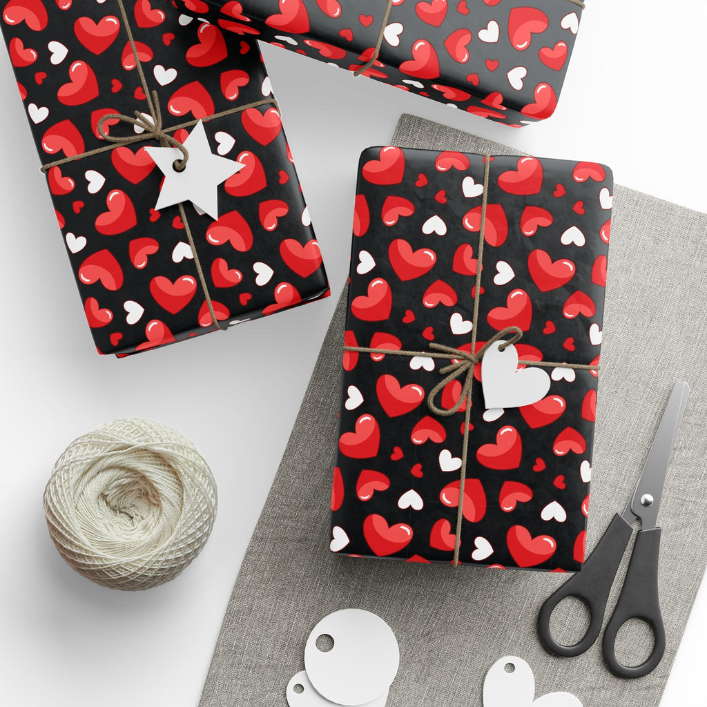 Valentine's Day Glamour Hearts Wrapping Paper | Holiday Gift Wrapping Paper Roll