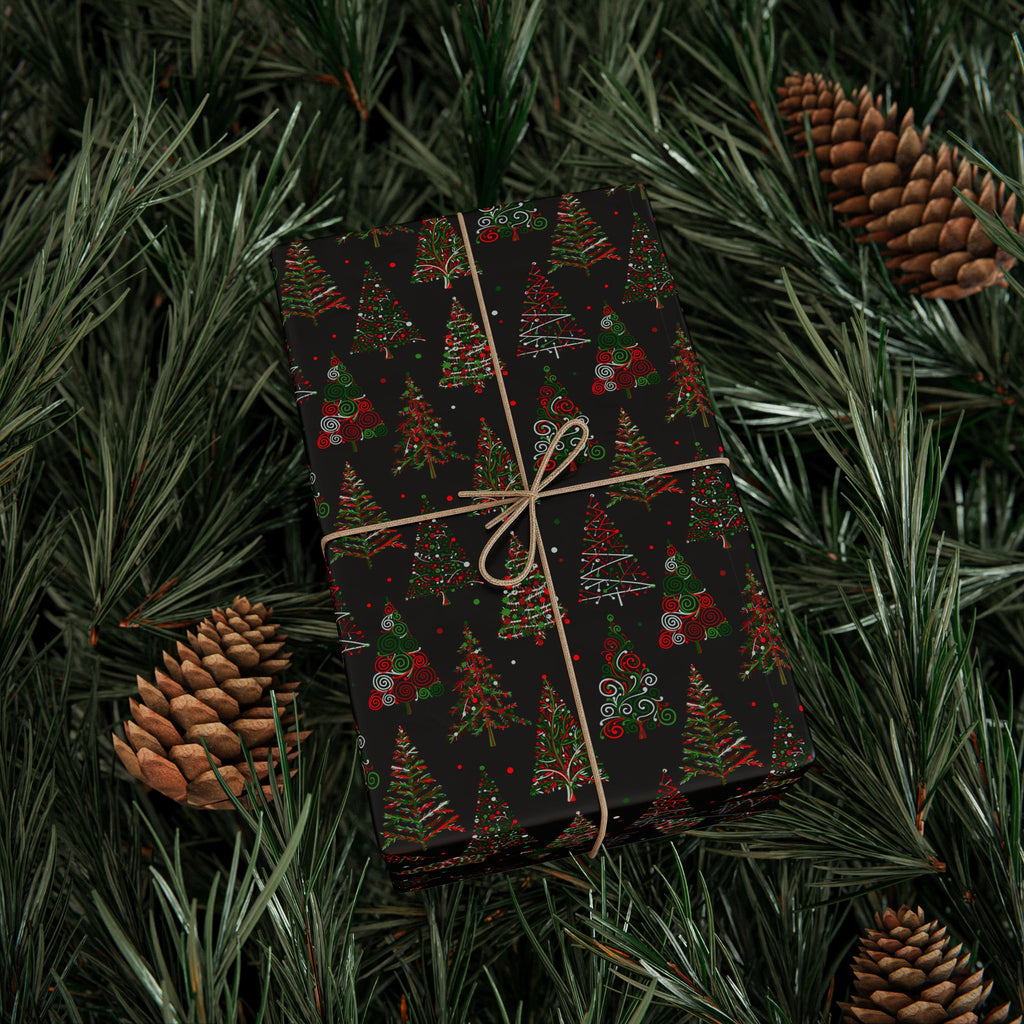Christmas Abstract Trees Wrapping Paper | Holiday Gift Wrapping Paper Roll