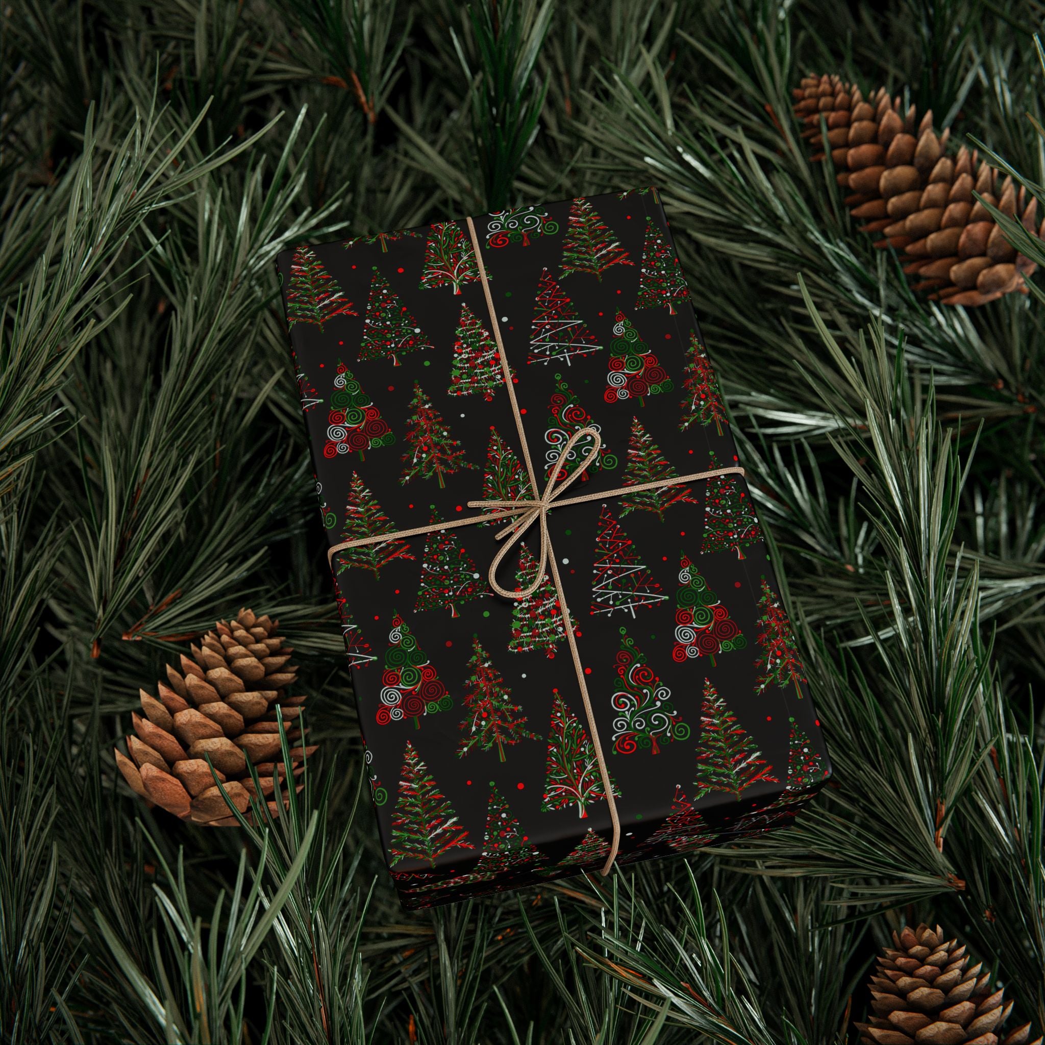 Christmas Abstract Trees Wrapping Paper | Holiday Gift Wrapping Paper Roll
