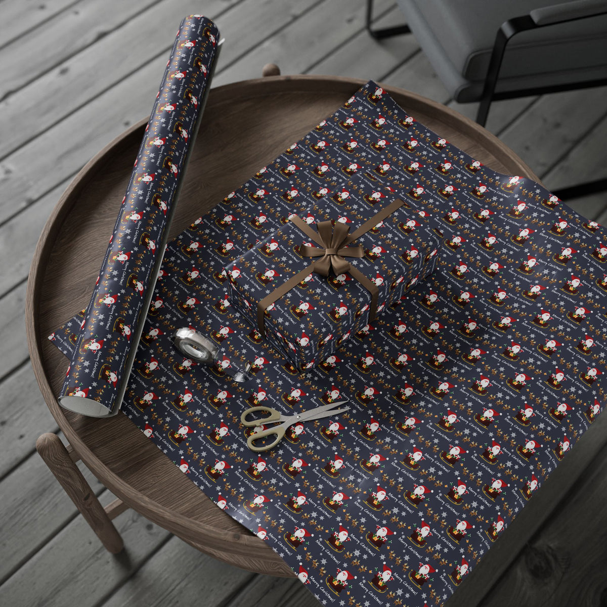 Christmas Santa's Sleigh Ride Wrapping Paper | Holiday Gift Wrapping Paper Roll
