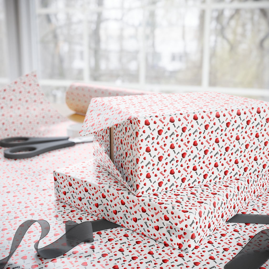 Valentine's Day Love Collage Wrapping Paper | Holiday Gift Wrapping Paper Roll