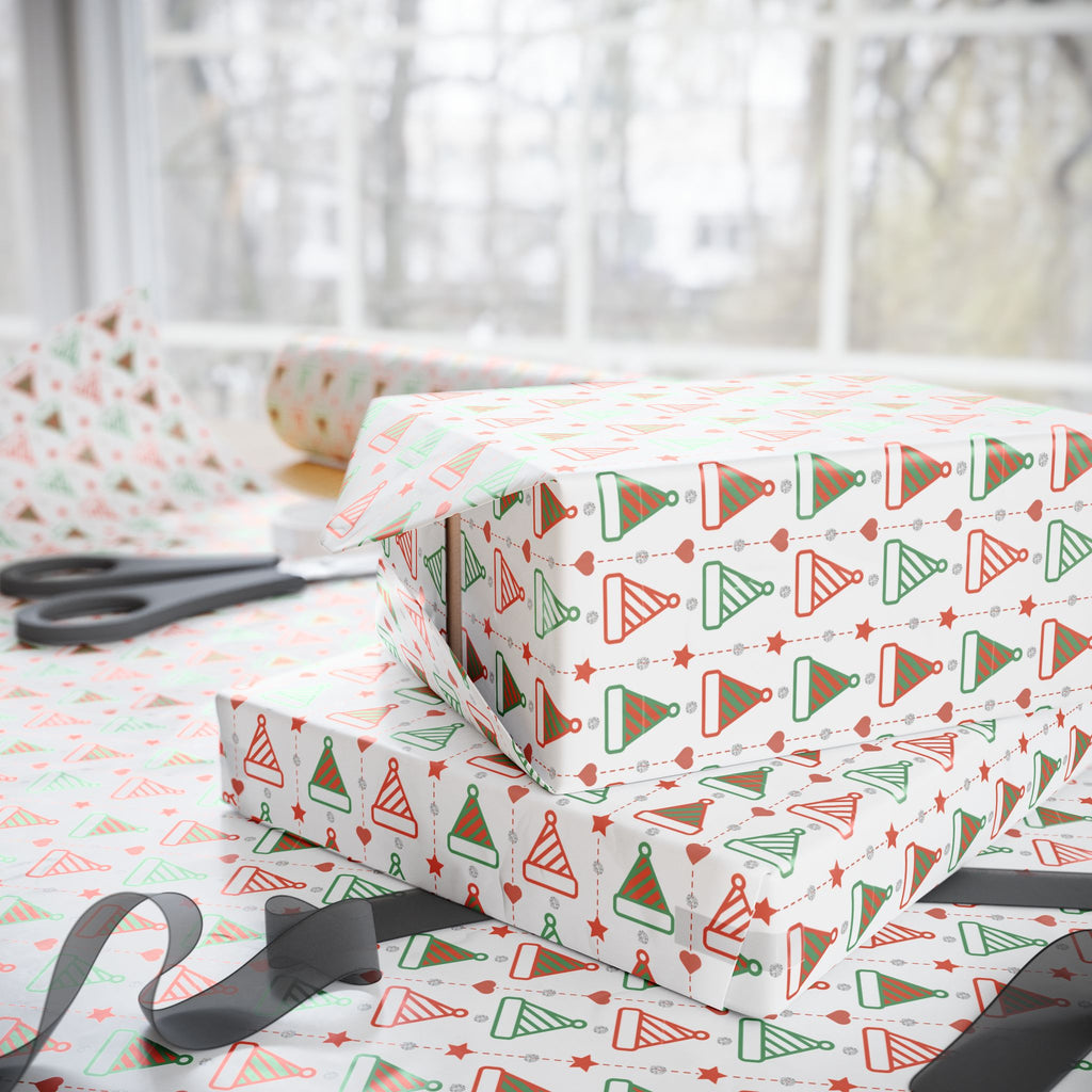 Christmas Marker Hats Wrapping Paper | Holiday Gift Wrapping Paper Roll