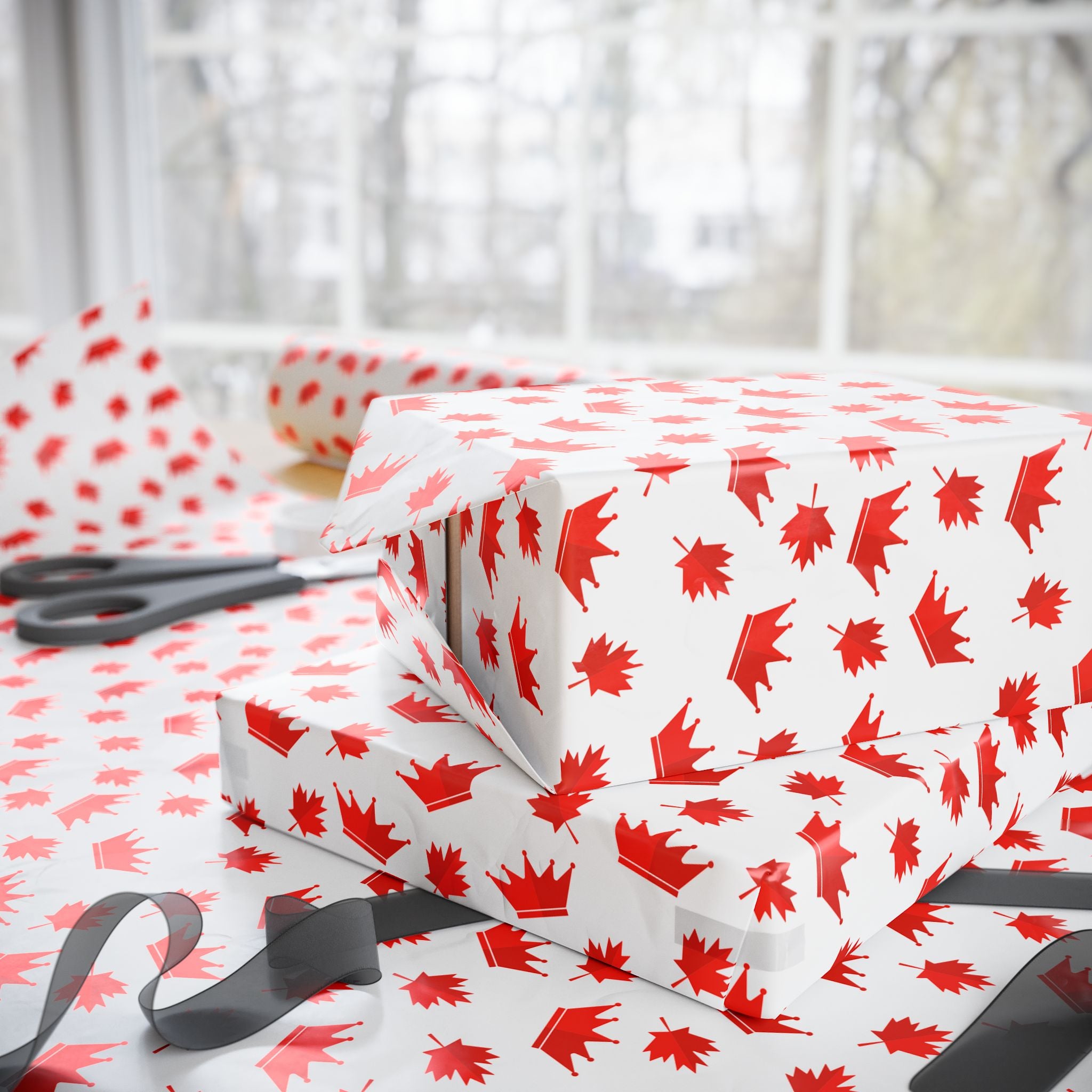 Canada Day Leaf Crown Wrapping Paper - Holiday Gift Wrapping Paper Roll