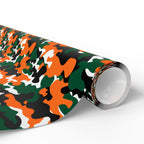 Miami Hurricanes Inspired Camoflauge Wrapping Paper - Holiday Gift Wrapping Paper Roll