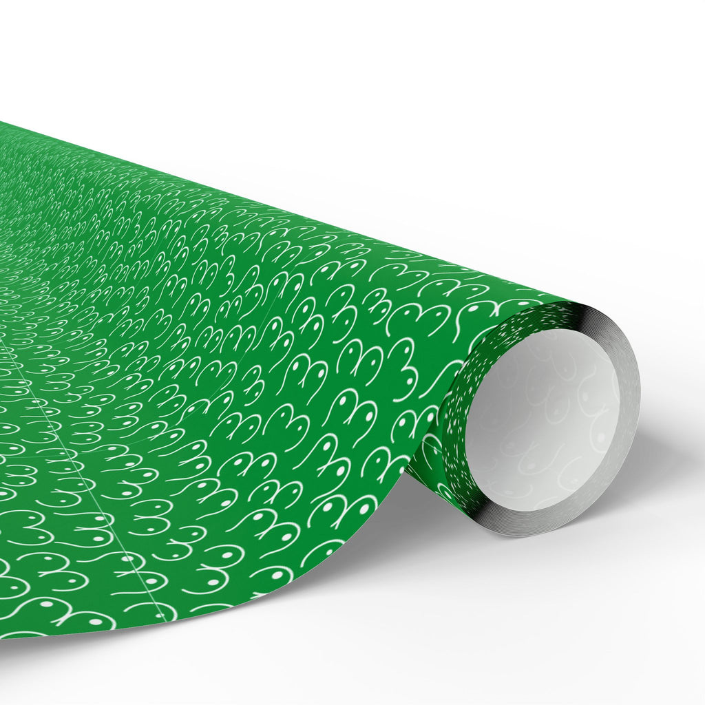 NSFW Snuggle Pups on Green Wrapping Paper - Holiday Gift Wrapping Paper Roll