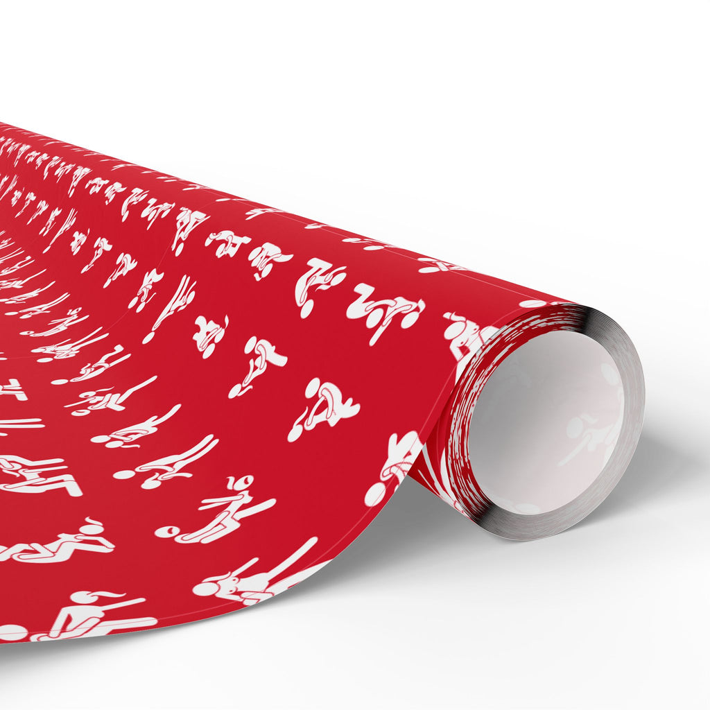 NSFW Stick Figure X Rated Fun on Red Wrapping Paper - Holiday Gift Wrapping Paper Roll