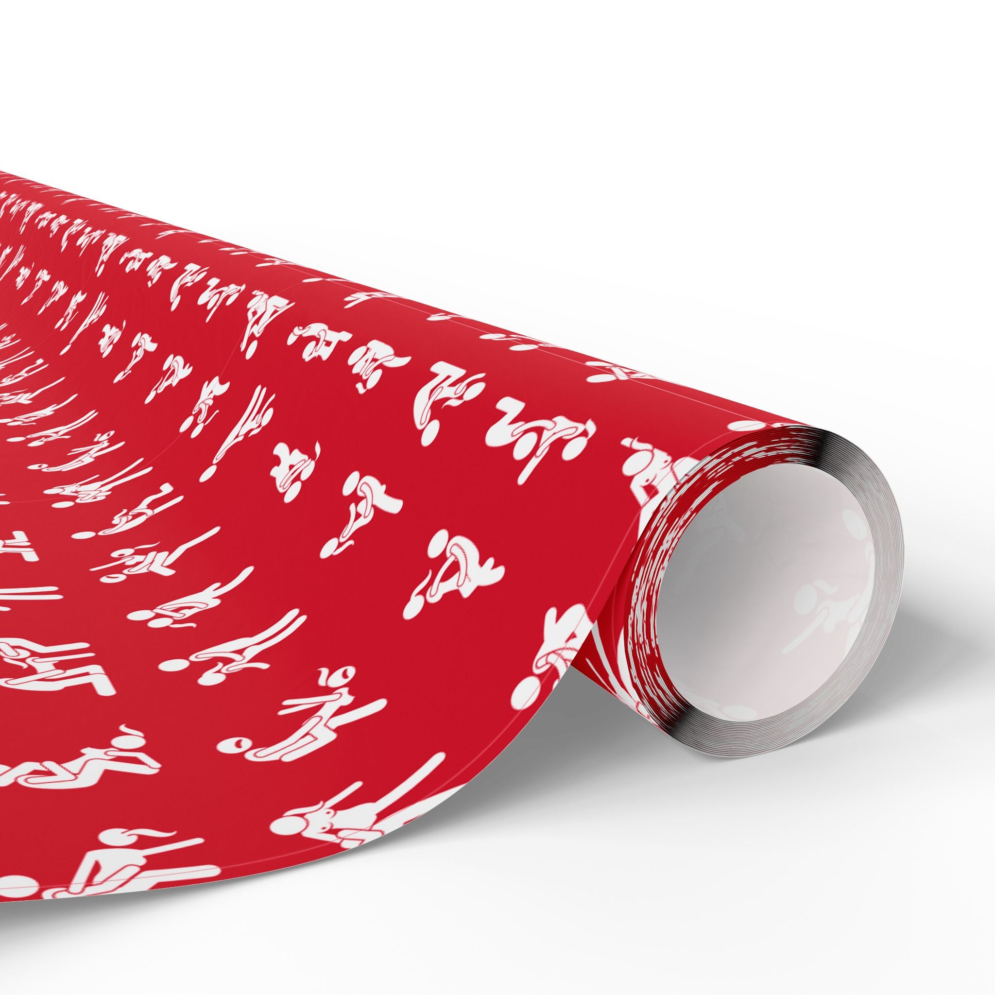 NSFW Stick Figure X Rated Fun on Red Wrapping Paper - Holiday Gift Wrapping Paper Roll
