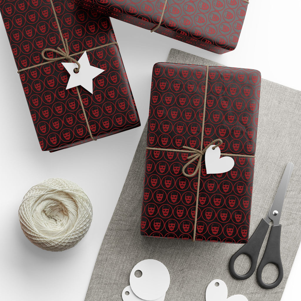 Halloween Gothic Demon Heads Wrapping Paper | Holiday Gift Wrapping Paper Roll