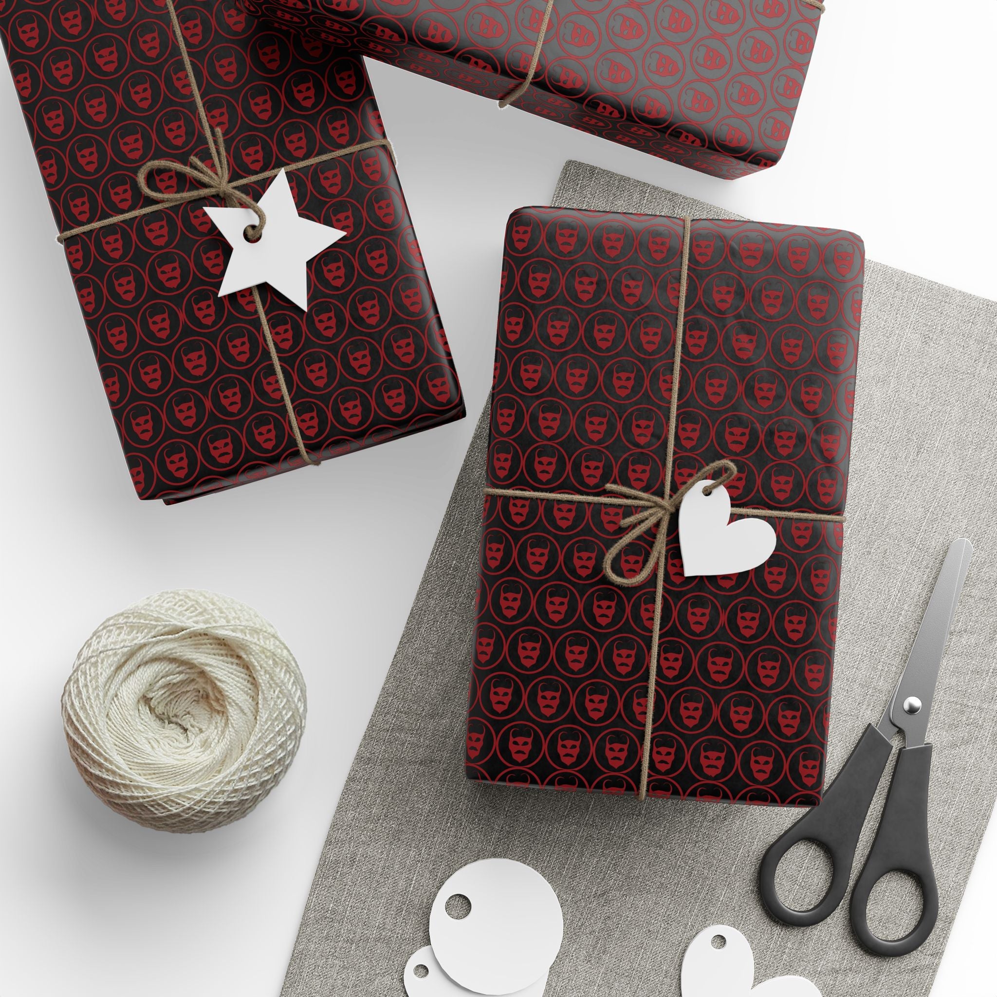 Halloween Gothic Demon Heads Wrapping Paper | Holiday Gift Wrapping Paper Roll