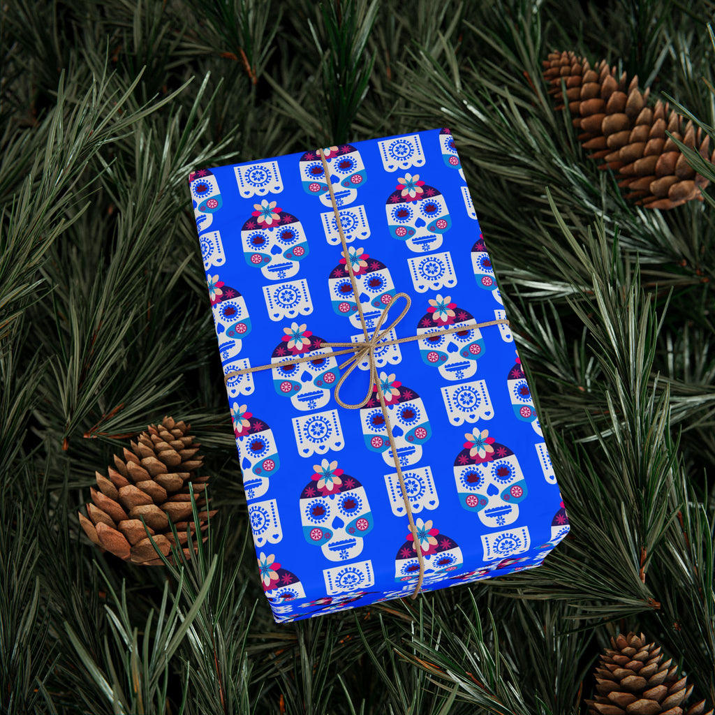 Day of the Dead Flower Head Wrapping Paper | Holiday Gift Wrapping Paper Roll