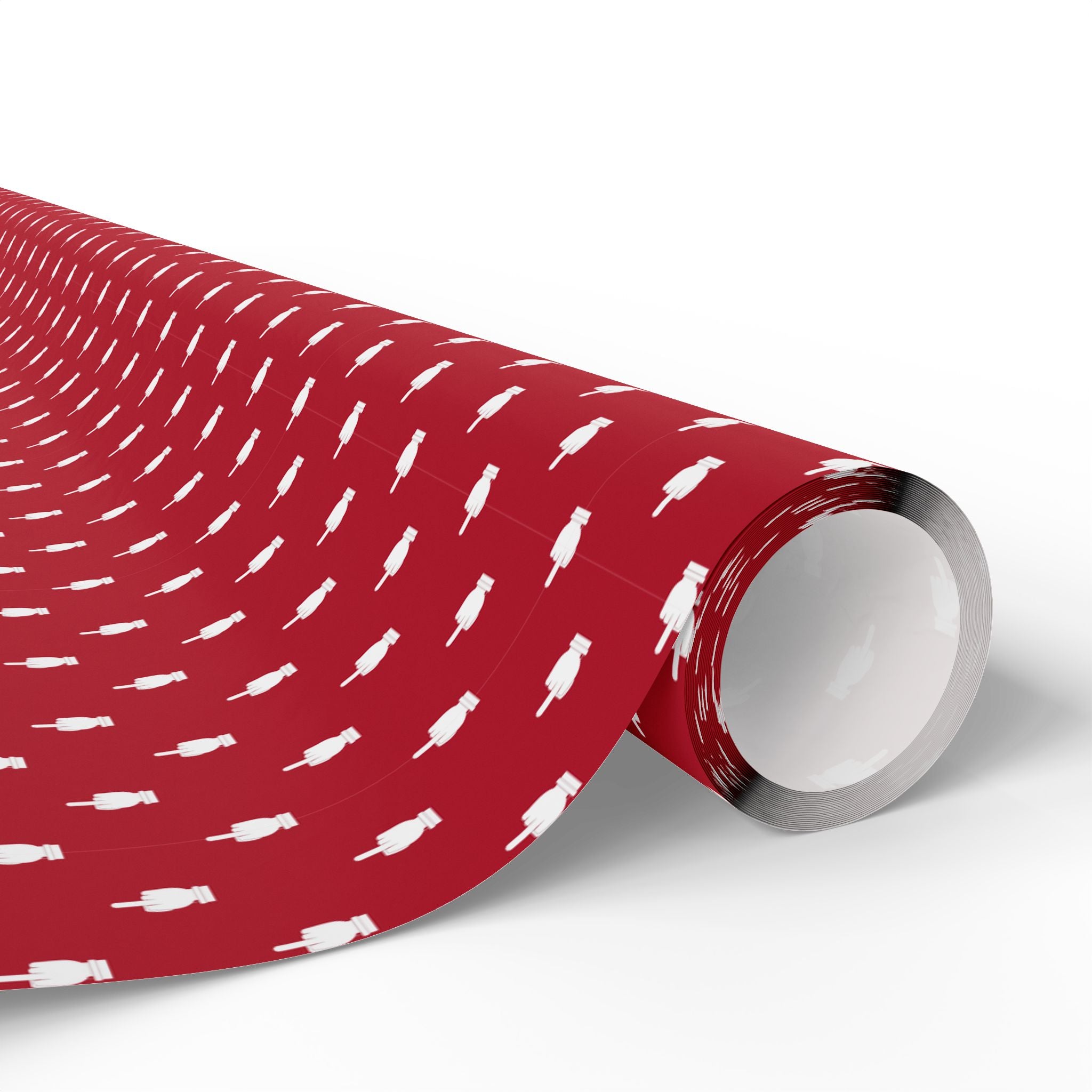 NSFW Friendly Hello Middle Finger on Red Wrapping Paper - Holiday Gift Wrapping Paper Roll