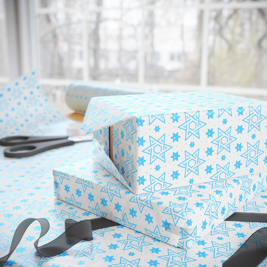Hanukkah Magen Star Wrapping Paper | Holiday Gift Wrapping Paper Roll