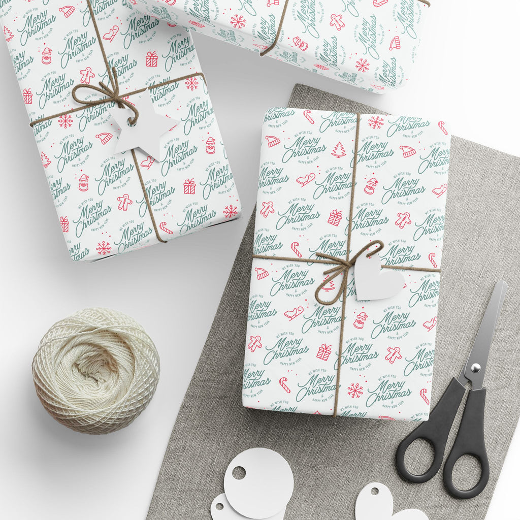 Christmas Merry New Year Wrapping Paper | Holiday Gift Wrapping Paper Roll