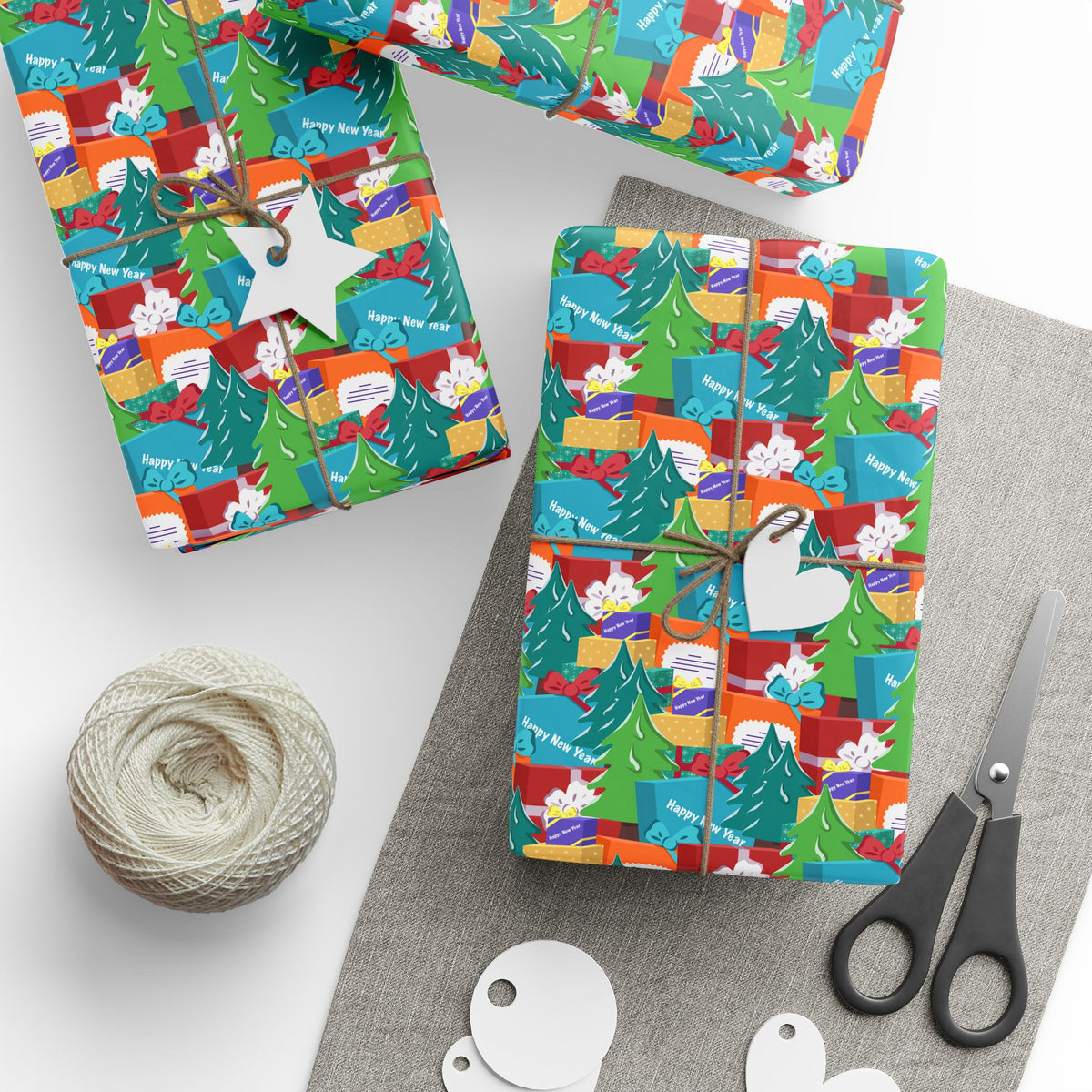 Christmas Stacks of Gifts Wrapping Paper | Holiday Gift Wrapping Paper Roll