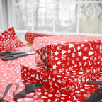 Christmas Reindeer Red Wrapping Paper | Holiday Gift Wrapping Paper Roll