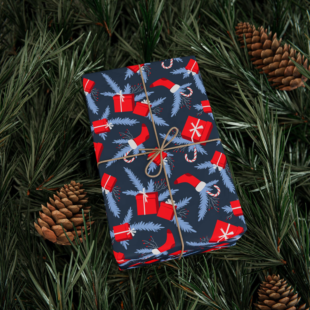 Christmas Blue Spruce Gifts Wrapping Paper | Holiday Gift Wrapping Paper
